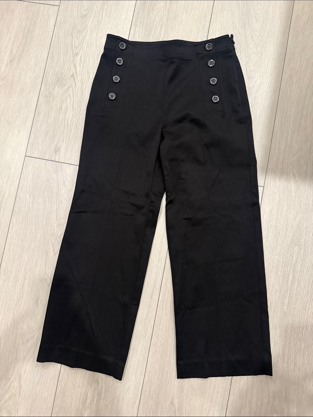 Ann Taylor Black Sailor-Inspired Wide Leg Pants